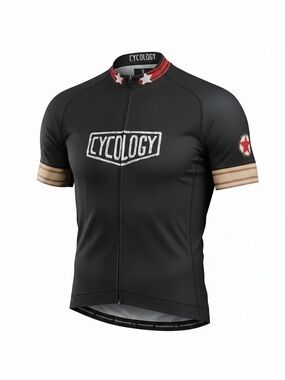 Cycology Cycling Jersey Mens L Black Full Zip Bike Shirt Train Hard Get Lucky